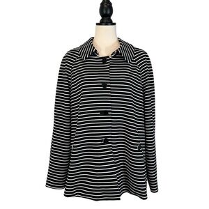 Nine West Women's Black & White Striped Jacket Size 14 Coat Cape [B35#71]